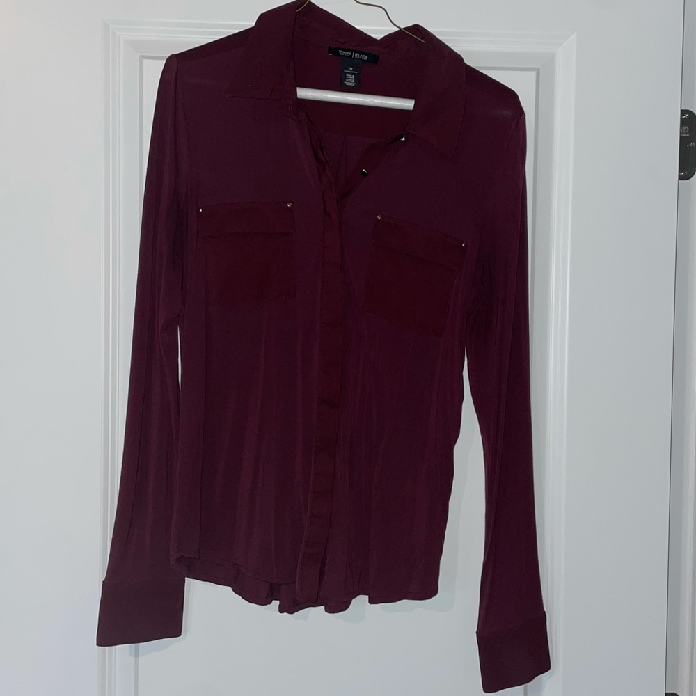 White House Black Market cotton Blouse- Burgundy